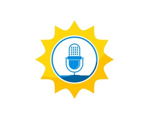 Sticker - Shinning sun with circle shape and microphone inside