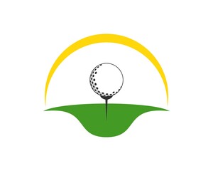 Sticker - Green field with golf ball and yellow swoosh