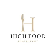 Wall Mural - h letter mark fork food restaurant logo vector icon illustration