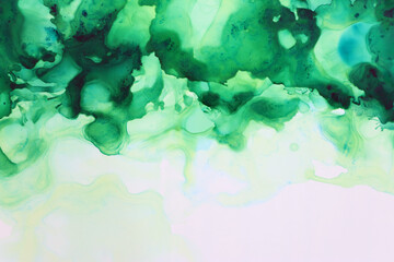 art photography of abstract fluid painting with alcohol ink, green colors