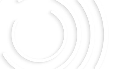 Fototapete - Abstract white circles with soft dymanic shadow. 3d clean embossed background. Pure basic animated cover for business presentation. Universal elegant minimal loop.