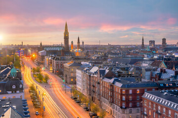 Wall Mural - Cityscape of downtown Copenhagen city skyline in Denmark