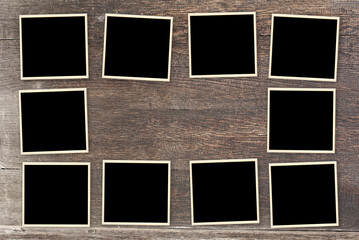 Sticker - Ten retro photos on old wooden board