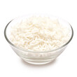 Boiled Rice in a glass bowl isolated on a white background with clipping path embedded