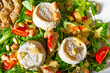 Rocket salad with goat cheese and honey dressing