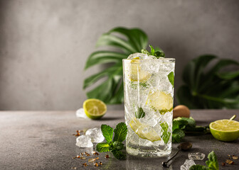 Wall Mural - Mojito cocktail with lime and mint