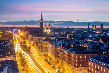 Wall Mural - Cityscape of downtown Copenhagen city skyline in Denmark