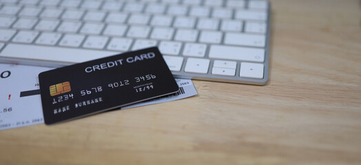 Credit card finance concept, online shopping, financial security.