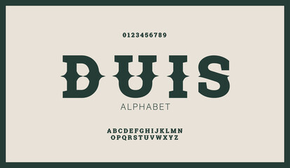 Fototapete - Modern stylized flat alphabet fonts in west retro style. Creative vintage font typeface for labels, flyers, headlines, posters or whiskey brand.