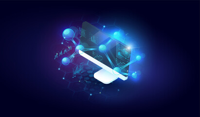 Poster - concept of data research, technology, data analysis and science. digital marketing, seo, digital ana