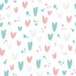 Raster seamless background, oil art imitation. Cute background with hearts. Suitable for textiles, wallpaper, wrapping paper, packaging.