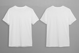 Fototapeta Tęcza - White t-shirts with copy space on gray background