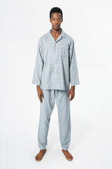 Sticker - Man in gray pajamas comfy sleepwear apparel full body