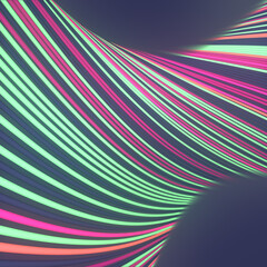 Wall Mural - Twisted multi colored wavy wires. Modern 3d rendering digital illustration. Line art design element