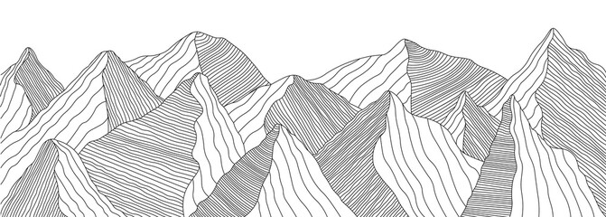 Wall Mural - mountain landscape of wavy lines. vector background with mountain ranges