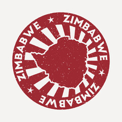 Wall Mural - Zimbabwe stamp. Travel red rubber stamp with the map of country, vector illustration. Can be used as insignia, logotype, label, sticker or badge of the Zimbabwe.