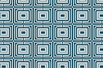 Poster - Abstract seamless vector geometric pattern. the element patterns are square, star, circle and rectangle use flat blue pastel color isolated in white background. 