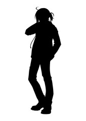 Canvas Print - silhouette illustration of a boy in anime style