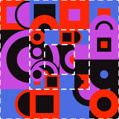 Poster - Abstract shapes in red and purple colors. Vector.