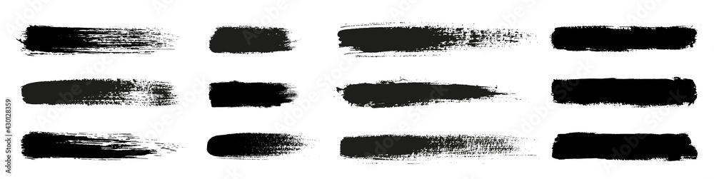 Big collection of grunge black paint, ink brush strokes. Brushes, lines, brush, strokes, grunge, dirty, backdrop. Grunge backgrounds set - stock vector. - obrazy, fototapety, plakaty 