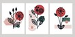 © Ulfa - Bontanical flowers wall art vector set. Three pieces of nature and minimal wall decor. Neutral color pastel wall Decorations. Scandinavian style vector Ilustration.
