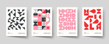 Trendy Covers Design. Minimal Geometric Shapes Compositions. Applicable For Brochures, Posters, Covers And Banners.