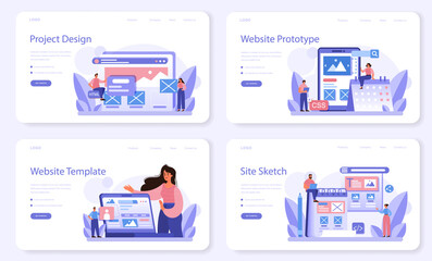 Poster - Website prototyping web banner or landing page set. Web page modeling
