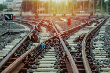 Railway  tracks.  railway tracks Thailand. Blurred railway