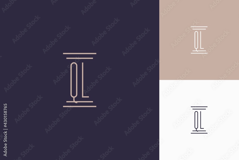 QL monogram initials design for law firm logo Stock Vector | Adobe Stock