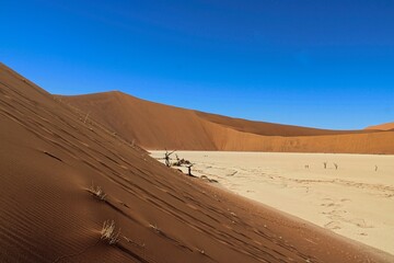  A stunning landscape around Deadvlei and Sossusvlei Natural Reserve in the center of Namib Desert in Namibia