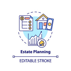 Leinwandbilder - Estate planning concept icon. Wealth advisory idea thin line illustration. Asset base management. Personal property protection, distribution. Vector isolated outline RGB color drawing. Editable stroke