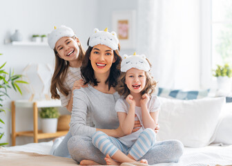 Sticker - girls and their mother enjoying sunny morning