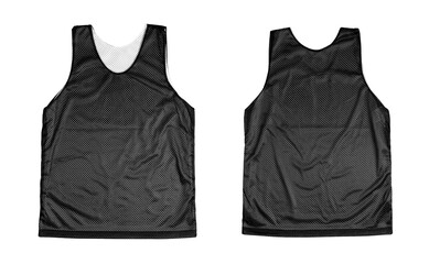 Wall Mural - blank mesh tank top color black front and back view on white background