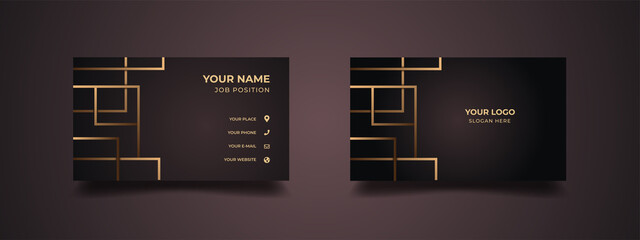 Wall Mural - business card design with creative modern abstract golden lines. abstract background with dark maroo