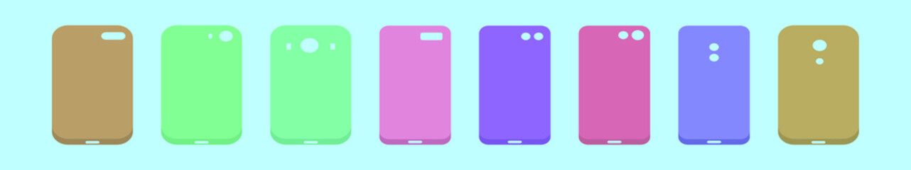 Wall Mural - set of phone case cartoon icon design template with various models. vector illustration isolated on blue background