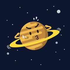 Wall Mural - satern exercising on space background