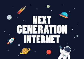 Wall Mural - next generation internet with space background
