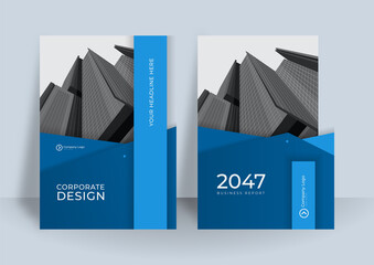 WebSet of business cover design template for brochure, report, catalog, magazine or booklet. Creative vector background concept. Blue modern geometric cover design