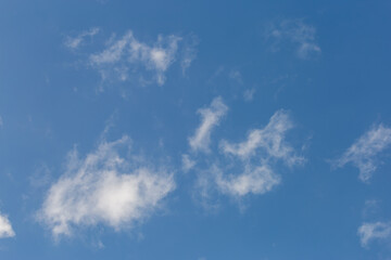 Soft white clouds texture on beautiful afternoon sky background. Image for background design The clear sky makes you feel fresh and clear.