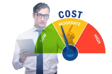 Businessman in cost management concept