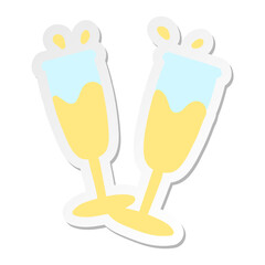 full champagne glasses sticker