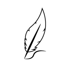Wall Mural - Feather pen glyph icon . Clipart image isolated on white background