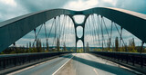 Fototapeta Mosty linowy / wiszący - Die Osthafenbrücke in Frankfurt am Main