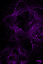 Abstract Pink Pattern With Waves. Purple Smoke. Striped Linear Texture. Vector. 3D Illustration