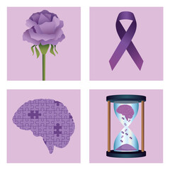 Wall Mural - four alzheimer icons