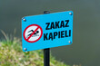 Znak ostrzegawczy Zakaz Kąpieli