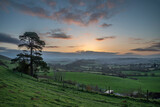 Fototapeta Na ścianę - Beautiful vibrant sunrise landscape image of Colmer's Hill in Dorset on a Spring morning