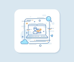 Aufkleber - Business results line icon. Abstract vector button. Growth chart sign. Success Business line icon. Laptop concept badge. Vector