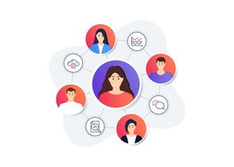 Poster - set of education icons, such as messenger, cloud computing, dot plot symbols. online team work banne