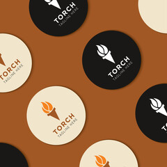 Sticker - torch logo and icon vector with mockup illustration design template